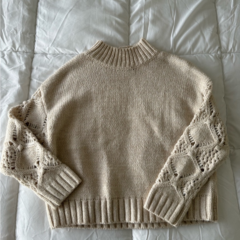 Skies Are Blue Cream Knit Turtleneck Sweater